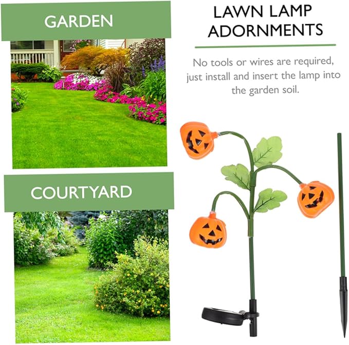 POPETPOP Solar Pathway Lights Halloween Decorations Led Pumpkin Lantern Outdoor