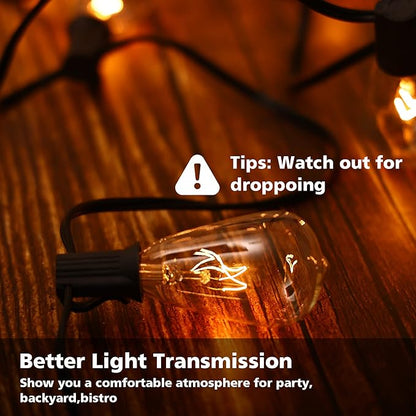 Elevon Led Light Bulb Outdoor String Lights 25 Ft, Waterproof Christmas Lights Patio ST38 Vintage Edison Bulbs (1 Spare), Outside Warm White Hanging Shatterproof Light Waterproof