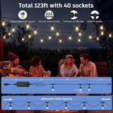 XMCOSY+ Smart Outdoor String Lights - 123ft RGBCWIC Patio Lights with 40 Color Changing Bulbs, LED String Light for | Lumora