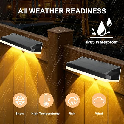 Solar Fence Lights Outdoor Waterproof LED, 13 Lighting Modes, Solar Outdoor Lights Dual Installation IP65 Energy Saving Solar Garden Lights, For Backyard Railings Steps Patio Walls Home Decoration