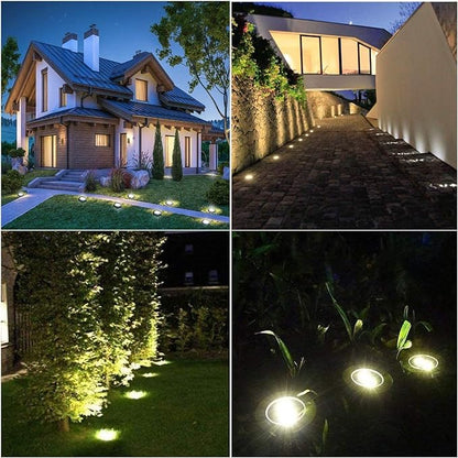 4.6 Inch Diameter Solar Ground Lights, Waterproof Solar Garden Lights, Outdoor Garden Waterproof Bright in-Ground Light, Landscape Lighting for Pathway,Yard,Lawn,Patio,Walkway (16 Pack Warm Light)