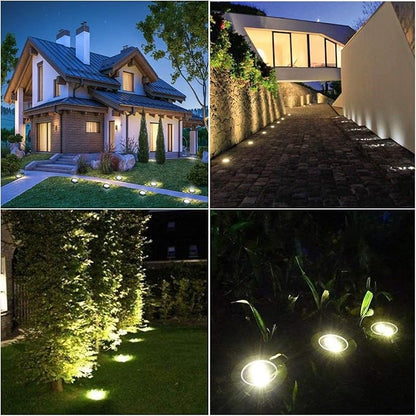 4.6 Inch Diameter Solar Ground Lights, Waterproof Solar Garden Lights, Outdoor Garden Waterproof Bright in-Ground Light, Landscape Lighting for Pathway,Yard,Lawn,Patio,Walkway (4 Pack White Light)