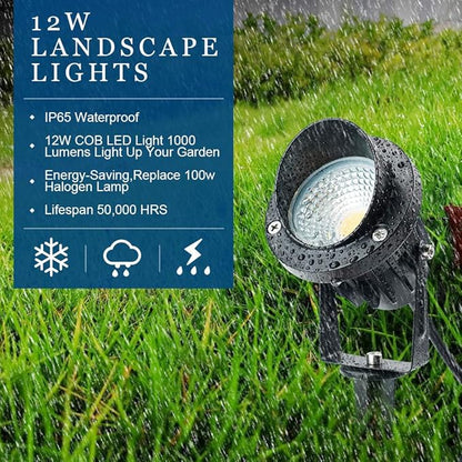 LED Low Voltage Landscape Lighting,12V~24V AC/DC Landscape Lights for Outdoor Landscape Spotlight,IP65 Waterproof Garden Yard,Path,Step,Patio Light (12, Watts)