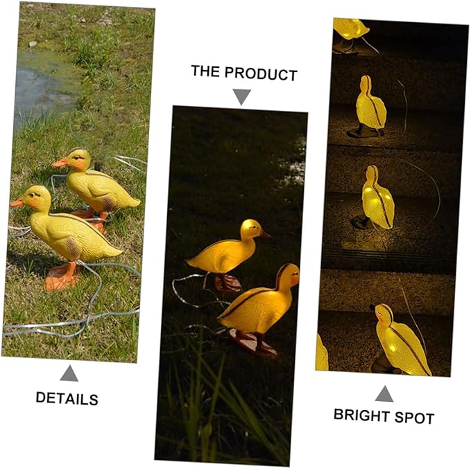 minkissy Solar Lawn Lamp Set 5 Yellow Duck LED Lights, Solar Pathway Garden Lights for Outdoor Patio Yard, Waterproof Solar-Powered Decorative Lawn Lighting