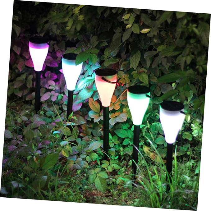 Luxshiny LED Solar Lawn Light Outdoor Waterproof Colorful Solar Garden Path Light with Ground Stake, Seven-Color Changing Landscape Lamp for Yard and Patio Decoration