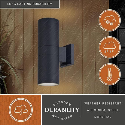VAXCEL Chiasso 13 in. H 1-Light Textured Black Contemporary Outdoor Wall Sconce Made of Rust-Resistant Aluminum, Metal Shade, Integrated LED, Use for Exterior Porch Patio Front Door or Garage