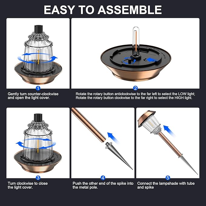 XMCOSY+ Solar Pathway Lights - 6 Pack Solar Garden Lights, IP65 Waterproof Powered Landscape Lighting for Patio Walkway Driveway