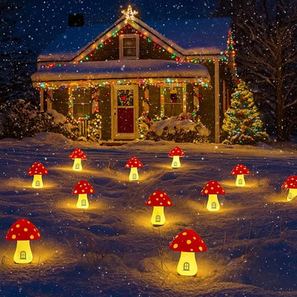 Yard/Garden Decorations, 4-Pack Yimmloome Ourdoor Warm-House Mushroom Solor LED Light for Garden Pathways, Patios, Flower Beds, or Balconies