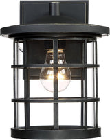 Quoizel Asheville Outdoor Wall Lantern, 10.5 Inch 1-Light Seaside Armour Oil-Rubbed Bronze Wall Sconce, Industrial | Lumora