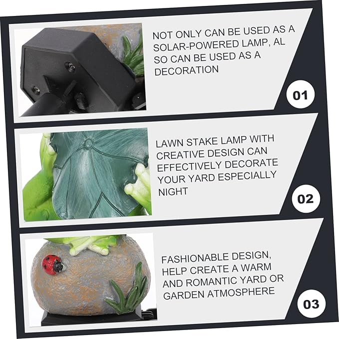 Gadpiparty Decorative Solar Garden Stake Light Frog Theme Outdoor Landscape Energy-Saving Simple Installation Pp Resin Material