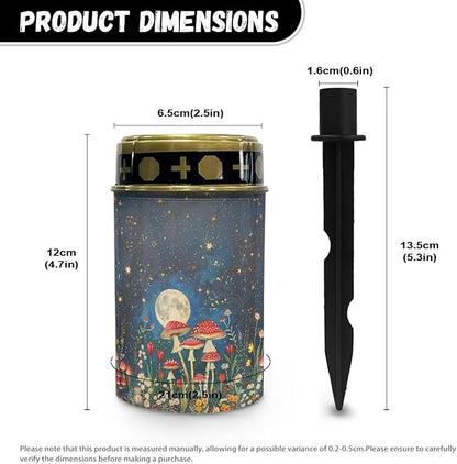 Mushroom Garden Solar Lights Automatic On/Off Solar Street Light Garden Light Stake Cylindrical Cemetery Solar Lights Outdoor Waterproof for Cemetery Graveyard Memorial