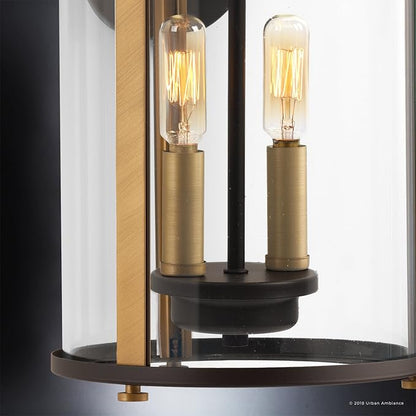 Urban Ambiance Luxury Rustic Outdoor Wall Light, Medium Size: 19.25" H x 8" W, with Colonial Style Elements, Olde Bronze Finish and Clear Shade, UHP1120 from The Plymouth Collection