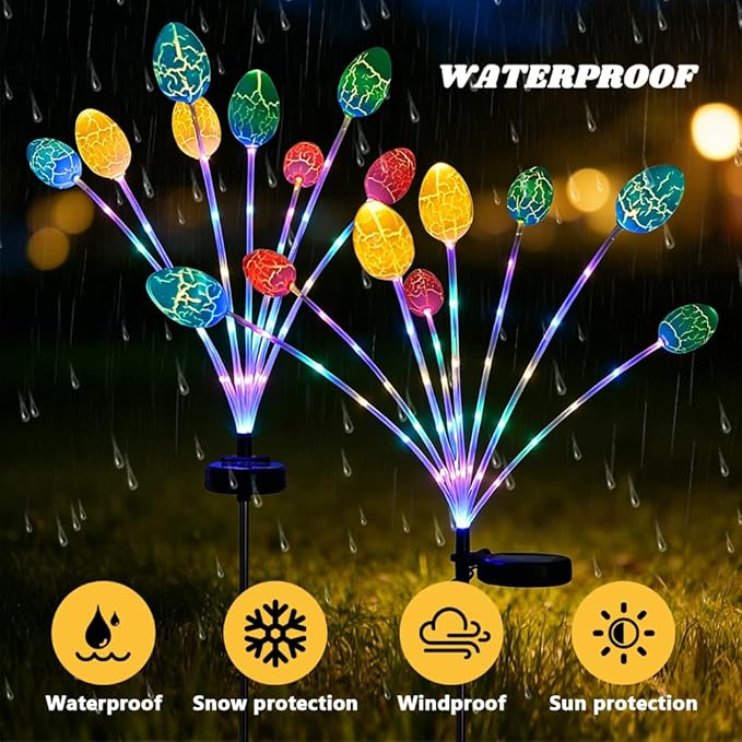 2Packs Solar Easter Decorations Outdoor, Colorful Swaying Firefly Lights with Growing Stem, 2 Modes, High | Lumora