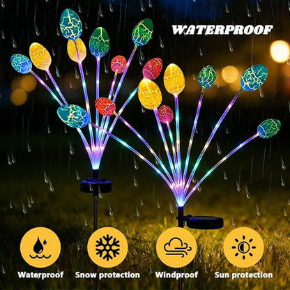 2 Pack Solar Easter Egg Lights, Colorful Garden Swaying Firefly Light with Growing Stem, 2 Modes, High Waterproof Easter Egg Lights for Garden Patio Yard Pathway Landscape Decor