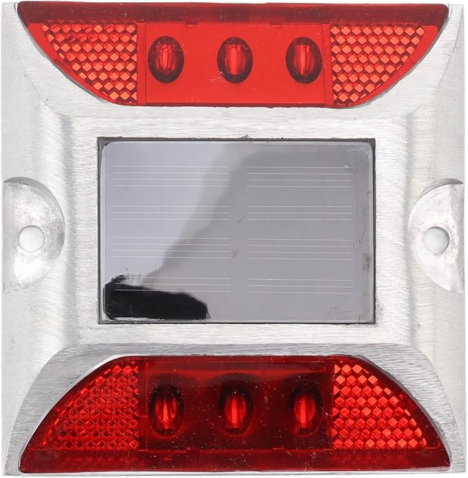 Solar Driveway Lights, Cast Aluminum IP68 Light with 72H Runtime for Pathway and Highway Marking (Red)