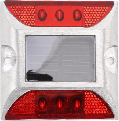 Solar Driveway Lights, Cast Aluminum IP68 Light with 72H Runtime for Pathway and Highway Marking (Red)