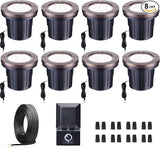 Landscape Well Light Kit, 8 Pack LED Low Voltage In Ground Lights and 100W Transformer and 100FT Cable and 30 Wire | Lumora