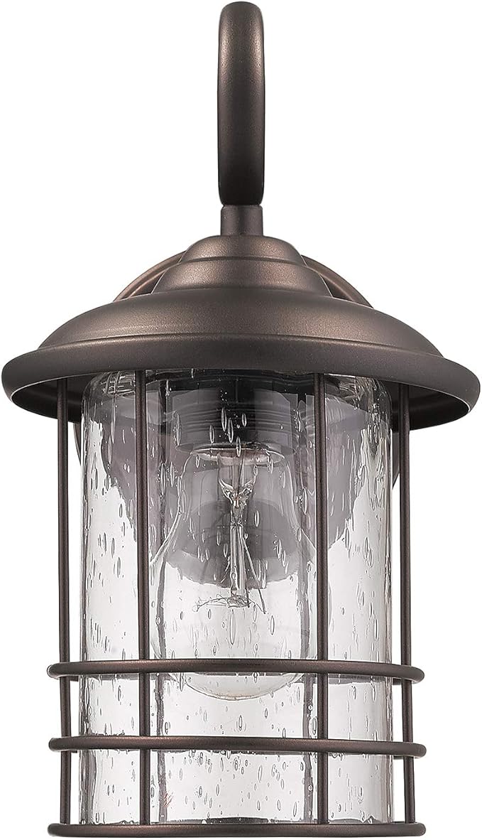 MICSIU 2-Pack Oil Rubbed Bronze Outdoor Light Fixtures Wall Mount, 9.8" Exterior Wall Sconces with Clear Seedy Glass, Waterproof Porch Lights for House, Garage, Patio, E26 Base