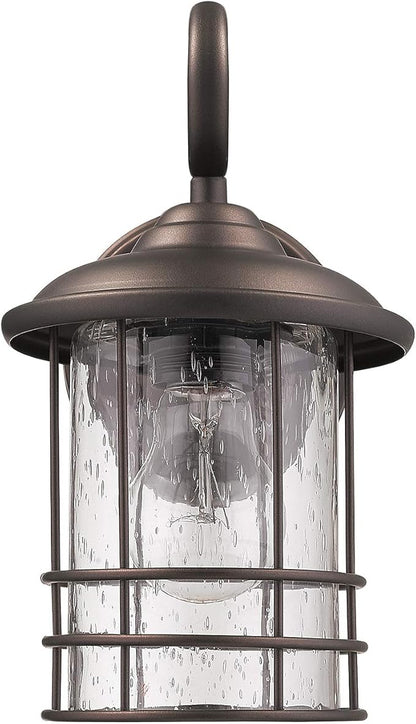 MICSIU 2-Pack Oil Rubbed Bronze Outdoor Light Fixtures Wall Mount, 9.8" Exterior Wall Sconces with Clear Seedy Glass, Waterproof Porch Lights for House, Garage, Patio, E26 Base
