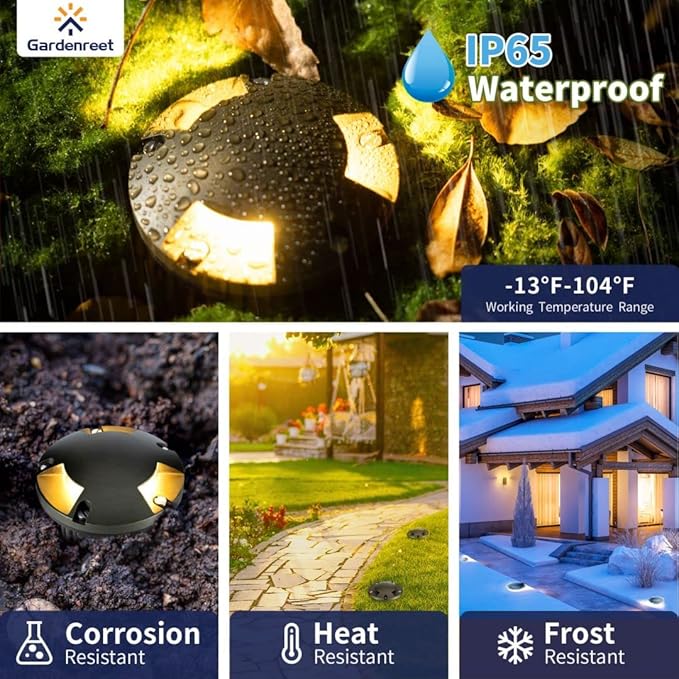 Gardenreet 12V Well Light - Brass Electric Ip65 Waterproof Landscape In-Ground LED Low Voltage - Outdoor Path Light | Lumora