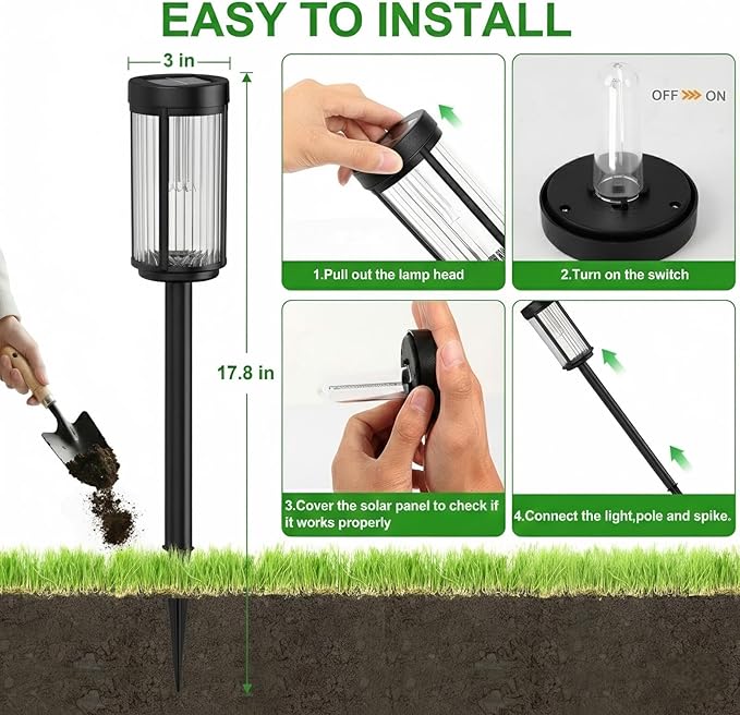 Sparkblaze 2 Pack Solar Garden Lights Outdoor, Decorative Solar Pathway Lights for Yard Auto On/Off Landscape Lighting for Walkway, Lawn, Garden, Waterproof Solar Stake Lights. (2, Cold White)