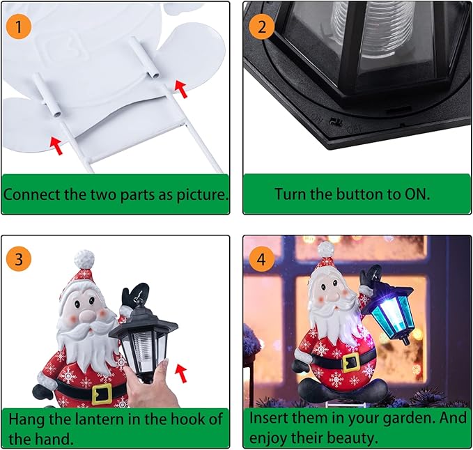2pk Solar Garden Lights Christmas Decorations Metal Yard Signs Snowman and Santa Mixed Set for Christmas Newy Year Yard Garden Decor