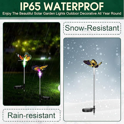 Retisee 9 Pcs Solar Butterfly Garden Stake Lights LED Solar Butterfly Lights Waterproof Color Changing Outdoor Lights Decoration for Garden Patio Yard Lawn Pathway, 5 x 28 Inch