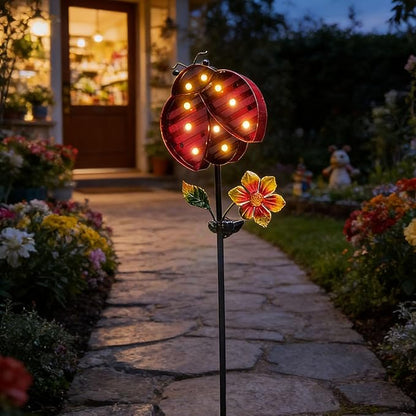 Solar Garden Decor Lights,Outdoor Garden Stakes Waterproof Beetle Lights Gifts for Women Mum and Metal Bird Decorative LED Lanterns for Yard, Patio(Beetle)
