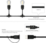 JONATHAN Y JYL8702A 48' Outdoor LED String Lights with 15 S14 Edison Bulbs, Dimmable Weatherproof Commercial Grade | Lumora