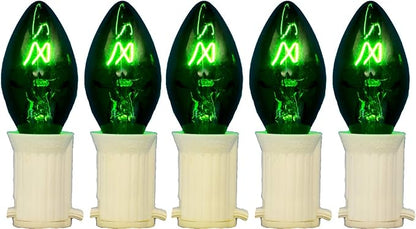 EST. LEE DISPLAY L D 1902 Outdoor Patio String Lights Bulbs & Green Hanging Cord Set Christmas Holiday Seasonal Light Bulbs & Cord Included 25FT C-9 E17 (White Wire, Green)