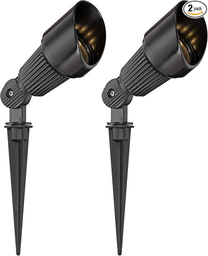 John Timberland Hooded 7 1/2" High Traditional 2 Pack of Outdoor Landscape Spotlights Porch House Exterior Outside LED Bulb Weatherproof Black Aluminum Front Door Patio Garage Home Deck Garden