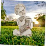 Garden Solar Powered Little Boy Figurines Statue Solar Lights Outdoor Boy Statue | Lumora