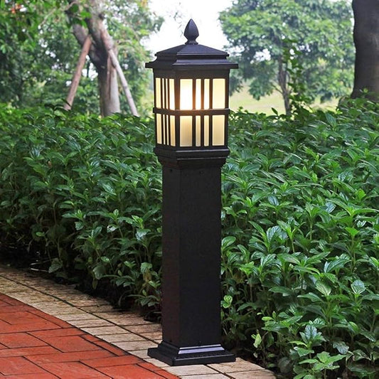Lights Outdoor Exterior Outdoor Post Lantern with Beveled Clear Glass Traditional Antique Street Light Column Lamp Glass Garden Lantern Table Lamp for Grassland Loft Villa E27 Edison Stadium