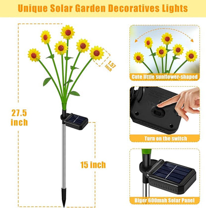 Solar Lights Outdoor Waterproof Sunflowers Garden Decor,4 Packs with 24 Sunflower lights,Birthday Gifts for Women Mom,Solar Flowers Decorative Lights for Outside Yard Lawn Patio Porch decorations