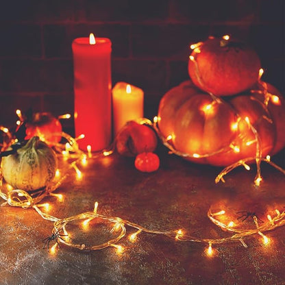 Upgraded Connectable 200 LED Christmas String Lights Outdoor Indoor, 66FT Orange Christmas Decorations Lights 13 Modes, Waterproof Twinkle Fairy Lights Plug in Clear Wire for Tree, Bedroom Decoration
