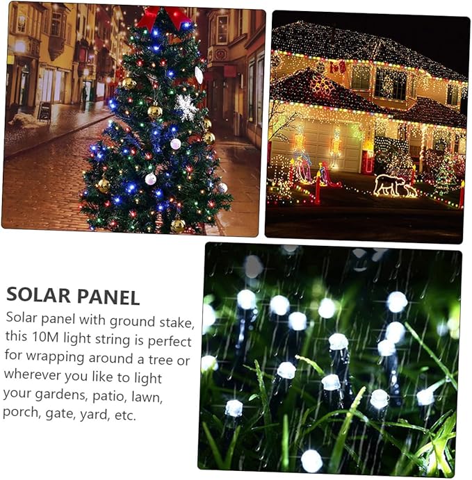 2 Sets Solar Powered Outdoor LED String Lights Beads Fairy Lights for Garden Patio Xmas Wedding Party Decor Warm | Lumora
