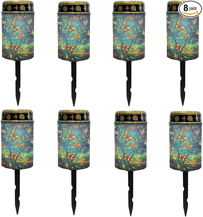 Galaxy Butterfly Solar Lights Outdoor Butterflies Solar Pathway Lights Waterproof Garden Stake Lights for Outside Yard Patio Solar Powered Fairy Lights Flameless Lights,Green