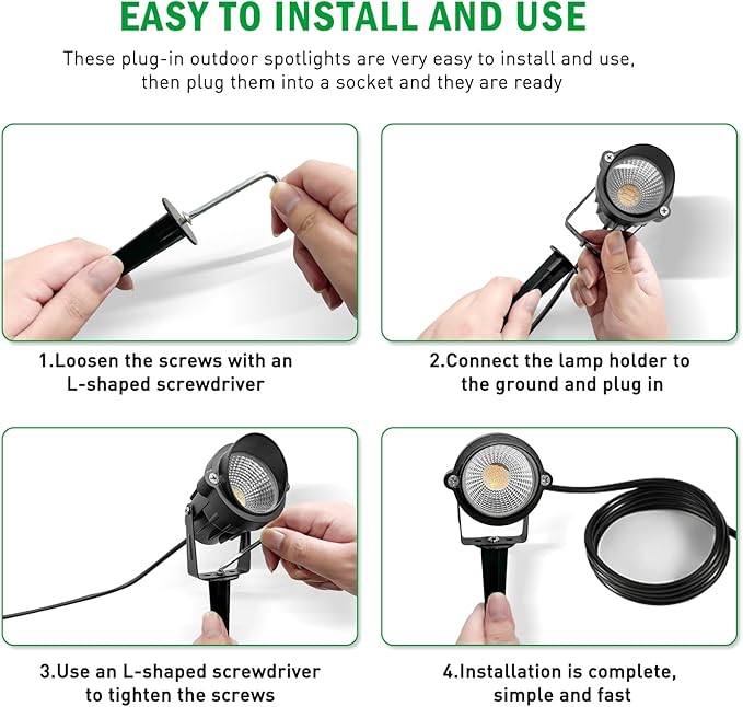 Outdoor Landscape Spotlights, 120V LED Spot Light Waterproof for Garden and Yard Up Lighting, Warm Light Outdoor | Lumora