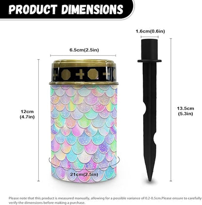 Mermaid Scales Solar Powered Lights Multipurpose Solar Garden Stake Lights Cemetery Decorations for Grave Decorative Memorial Lights Gravesite Decor for Loss of Loved One