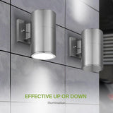 ASD 1 Light Outdoor Wall Light Fixture | 60W E26 Socket 120V ETL Cylinder Up Down Lights | LED/CFL/Incandescent | Lumora