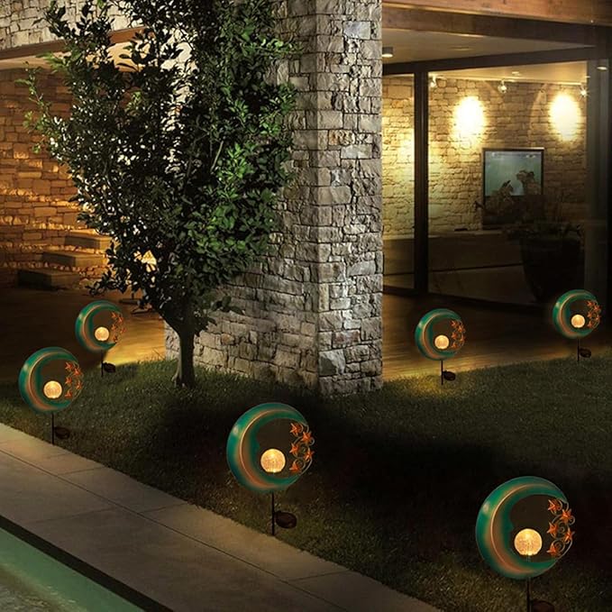 Moon Shape Lawn Light Solar Pathway Lamp Waterproof Outdoor Garden LED Ground Inserted Solar Courtyard Light for Yard Landscape Decoration