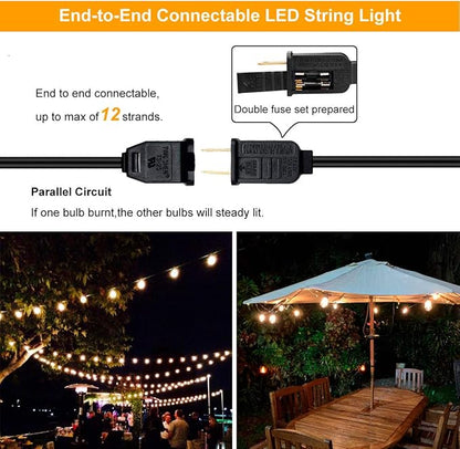 LED Outdoor String Lights 100FT Patio Lights with 33 Shatterproof S14 Vintage Edison Bulbs, Outside Hanging Light Waterproof for Porch, Deck, Garden, Backyard, Balcony, Warm White
