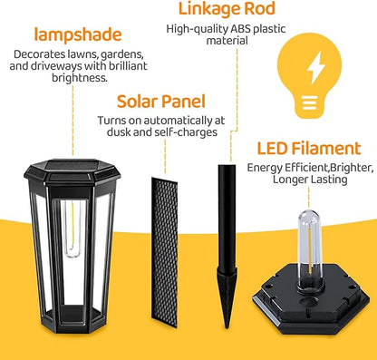 3000K Solar Pathway Lights, 4 Pack LED Solar Lights Outdoor Waterproof, Garden Lighting for Yard Path Landscape Lawn Walkway Driveway