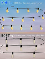 SUNSGNE Outdoor String Lights, 50FT Outdoor Globe Light with 52 G40 Shatterproof LED Bulbs(2 Spare), String Lights | Lumora