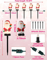 Set of 5 Classic Santa Claus Pathway Lights - 10.5ft UL-Listed Christmas Walkway Lights with - Outdoor String Light | Lumora