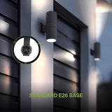 ASD 2 Light Dusk to Dawn Outdoor Wall Light Fixture | 120W E26 Bulb Socket 120V ETL Cylinder Up Down Lights | | Lumora