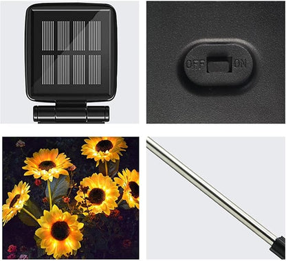 Solar Sunflower,Waterproof Pathway Lighting - Outdoor Sunflower Lights,for Backyard Patio Driveway Walkway Lawn Flowerbed Garden Trees Yard Porch