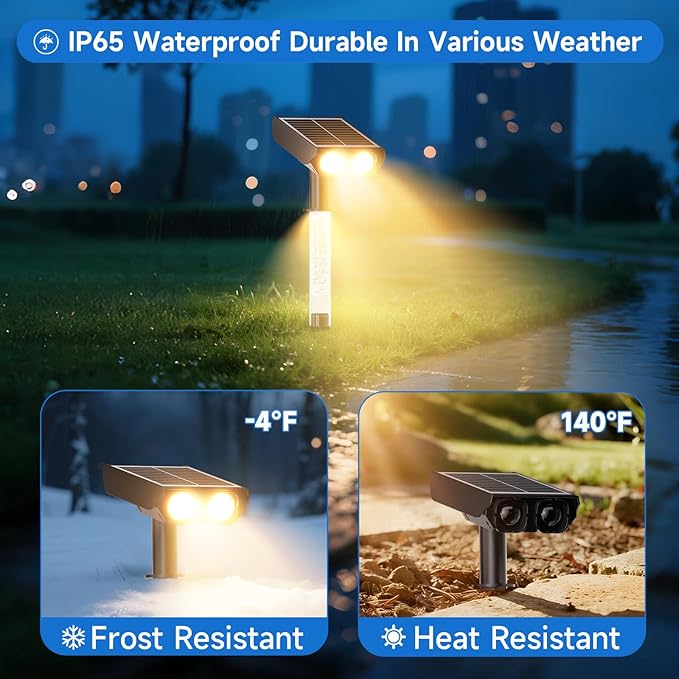 Solar Spot Lights Outdoor Adjustable Beam & PC Light Guide Column, 12 Pack Solar Lights Outdoor Waterproof IP65, 2 | Lumora