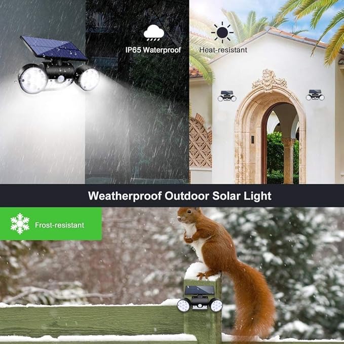Solar Lights Outdoor, 30 LED Solar Security Lights with Motion Sensor Outdoor Spotlights IP65 Waterproof 360° | Lumora