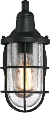 Westinghouse 6334700 Crestview One-Light Outdoor Wall Fixture, Textured Black Finish with Clear Seeded Glass | Lumora